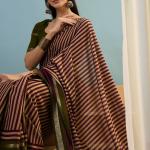 Sophisticated Wine Printed Cotton Silk Saree With Bucolic Blouse Piece