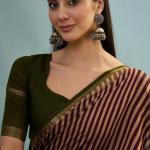 Sophisticated Wine Printed Cotton Silk Saree With Bucolic Blouse Piece