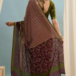 Sophisticated Wine Printed Cotton Silk Saree With Bucolic Blouse Piece