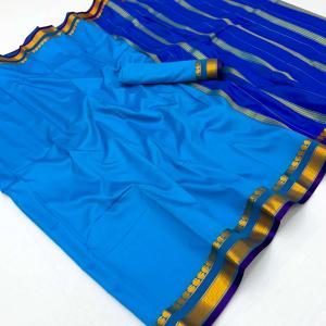 Sophisticated Blue Soft Silk Saree With Forbearance Blouse Piece