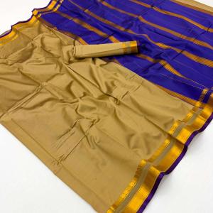 Preferable Dark Beige Soft Silk Saree With Beauteous Blouse Piece