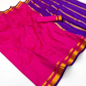 Lustrous Magenta Soft Silk Saree With Exquisite Blouse Piece