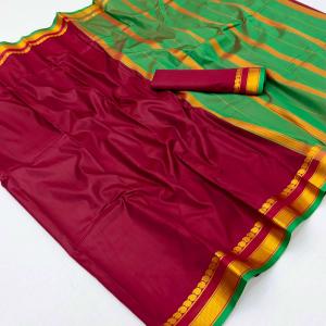 Stunning Maroon Soft Silk Saree With Desirable Blouse Piece