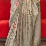 Eloquence Grey Digital Printed Cotton Silk Saree With Smashing Blouse Piece