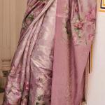 Glorious Lavender Digital Printed Cotton Silk Saree With Engaging Blouse Piece