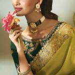 Snappy Green Fancy Silk Embroidery Work Saree With Embroidery Work Blouse Piece