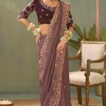 Tantalizing Lavender Fancy Silk Embroidery Work Saree With Embroidery Work Blouse Piece