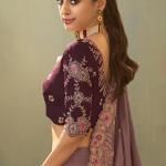 Tantalizing Lavender Fancy Silk Embroidery Work Saree With Embroidery Work Blouse Piece