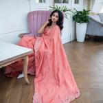 Mugdha Chaphekar in Peach Fancy Silk Saree