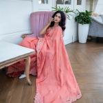 Mugdha Chaphekar in Peach Fancy Silk Saree