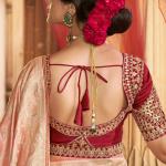 Stunning Peach Banarasi Satin Silk Saree With Energetic Blouse