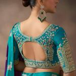Exceptional Purple Banarasi Satin Silk Saree With Elision Blouse
