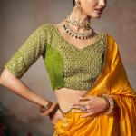 Staggering Yellow Banarasi Silk Saree With Embroidery Blouse Piece