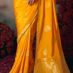 Staggering Yellow Banarasi Silk Saree With Embroidery Blouse Piece