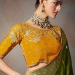 Majestic Dark Green Banarasi Silk Saree With Embroidery Blouse Piece