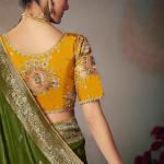 Majestic Dark Green Banarasi Silk Saree With Embroidery Blouse Piece