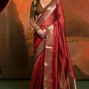 Evocative Red Soft Banarasi Silk Saree With Desirable Blouse Piece