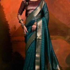 Imaginative Rama Soft Banarasi Silk Saree With Resplendent Blouse Piece