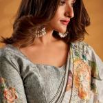 Scintillating Grey Digital Printed Tussar Silk Saree With Amazing Blouse Piece