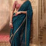 Rhapsody Rama Pure Viscose Crape Silk Saree With Arresting Blouse Piece