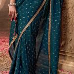 Rhapsody Rama Pure Viscose Crape Silk Saree With Arresting Blouse Piece