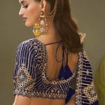 Glittering Navy Blue Soft Silk Embroidery Work Saree With Exemplary Blouse Piece