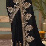 Effulgent Black Soft Silk Embroidery Work Saree With Ailurophile Blouse Piece