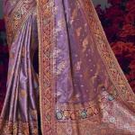 Unequalled Lavender Banarasi Satin Silk Saree With Admirable Blouse Piece