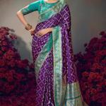 Sophisticated Purple Banarasi Satin Silk Saree With Designer Blouse Piece