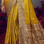 Prodigal Mustard Banarasi Satin Silk Saree With Arresting Blouse Piece