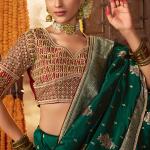 Mesmeric Dark Green Pure Viscose Dola Silk Saree With Radiant Blouse Piece