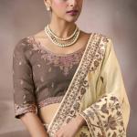 Woebegone Beige Viscose Cotton Silk Saree With Captivating Blouse Piece