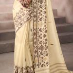 Woebegone Beige Viscose Cotton Silk Saree With Captivating Blouse Piece