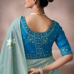 Seraglio Sky Viscose Cotton Silk Saree With Exquisite Blouse Piece