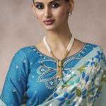 Seraglio Sky Viscose Cotton Silk Saree With Exquisite Blouse Piece