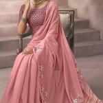 Redolent Pink Viscose Cotton Silk Saree With Exemplary Blouse Piece