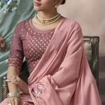Redolent Pink Viscose Cotton Silk Saree With Exemplary Blouse Piece