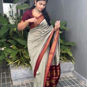 Stunner Grey Soft Silk Saree With Divine Blouse Piece