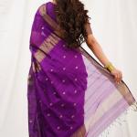 Flattering Magenta Cotton Silk Saree With Innovative Blouse Piece