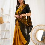 Snazzy Mustard Soft Silk Saree With Engaging Blouse Piece