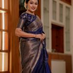 Felicitous Navy Blue Soft Silk Saree With Pretty Blouse Piece