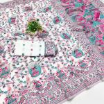 Forbearance Off White Pashmina Saree With Phenomenal Snappy Piece