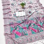 Forbearance Off White Pashmina Saree With Phenomenal Snappy Piece