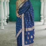 Vivacious Blue Linen Silk Saree With Captivating Blouse Piece