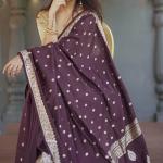 Divine Wine Linen Silk Saree With Prominent Blouse Piece