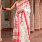 Profuse Off White Cotton Silk Saree With Radiant Blouse Piece