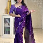 Ravishing Purple Soft Silk Saree With Invaluable Blouse Piece