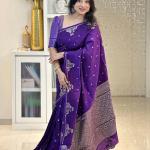Ravishing Purple Soft Silk Saree With Invaluable Blouse Piece