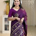 Sumptuous Purple Soft Silk Saree With Intricate Blouse Piece