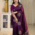 Sumptuous Purple Soft Silk Saree With Intricate Blouse Piece